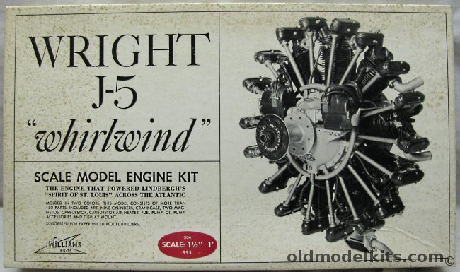 Williams Brothers 1/8 Wright J-5 Whirlwind Radial Aircraft Engine, 304-995 plastic model kit
